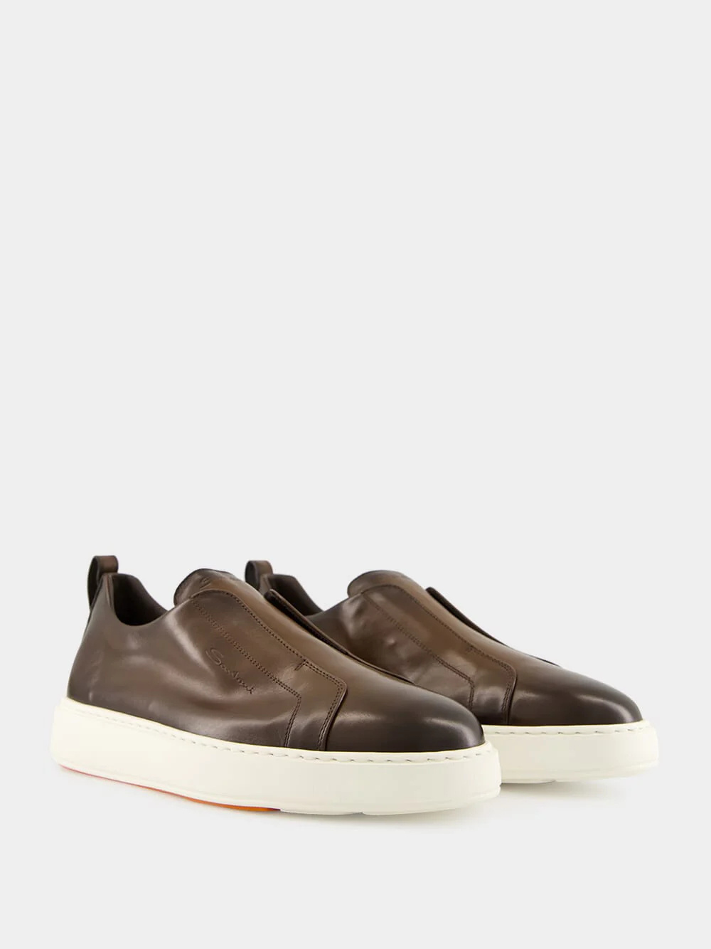 Santoni Round Toe Sneakers In Blue