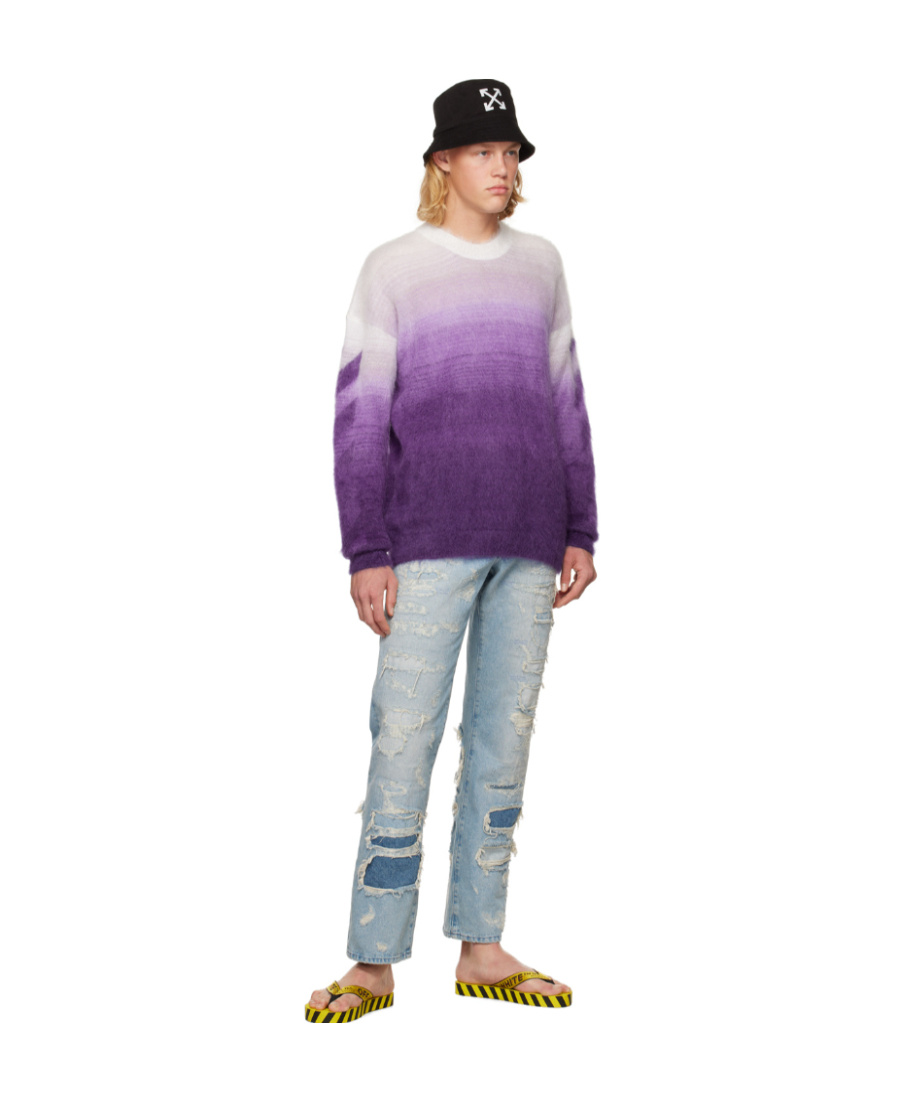 OFF-WHITE JACQUARD LOGO PATTERN SWEATER