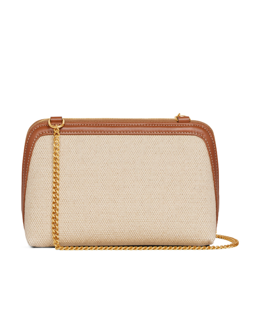 Celine Chain Cuir Triomphe Handbag In Natural/tan