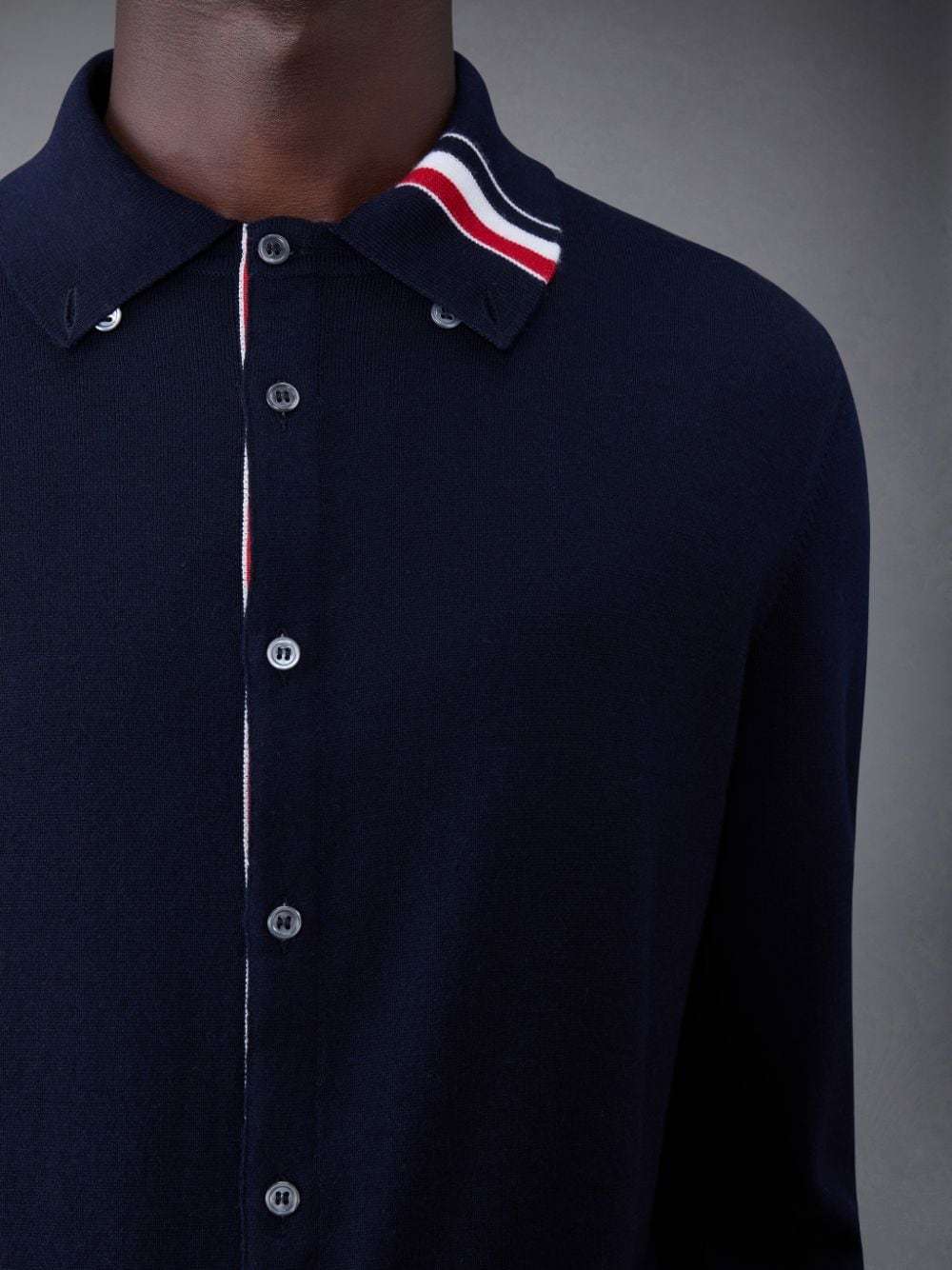 Shop Thom Browne Contrasting Stripe-trim Knit Cardigan In Blue