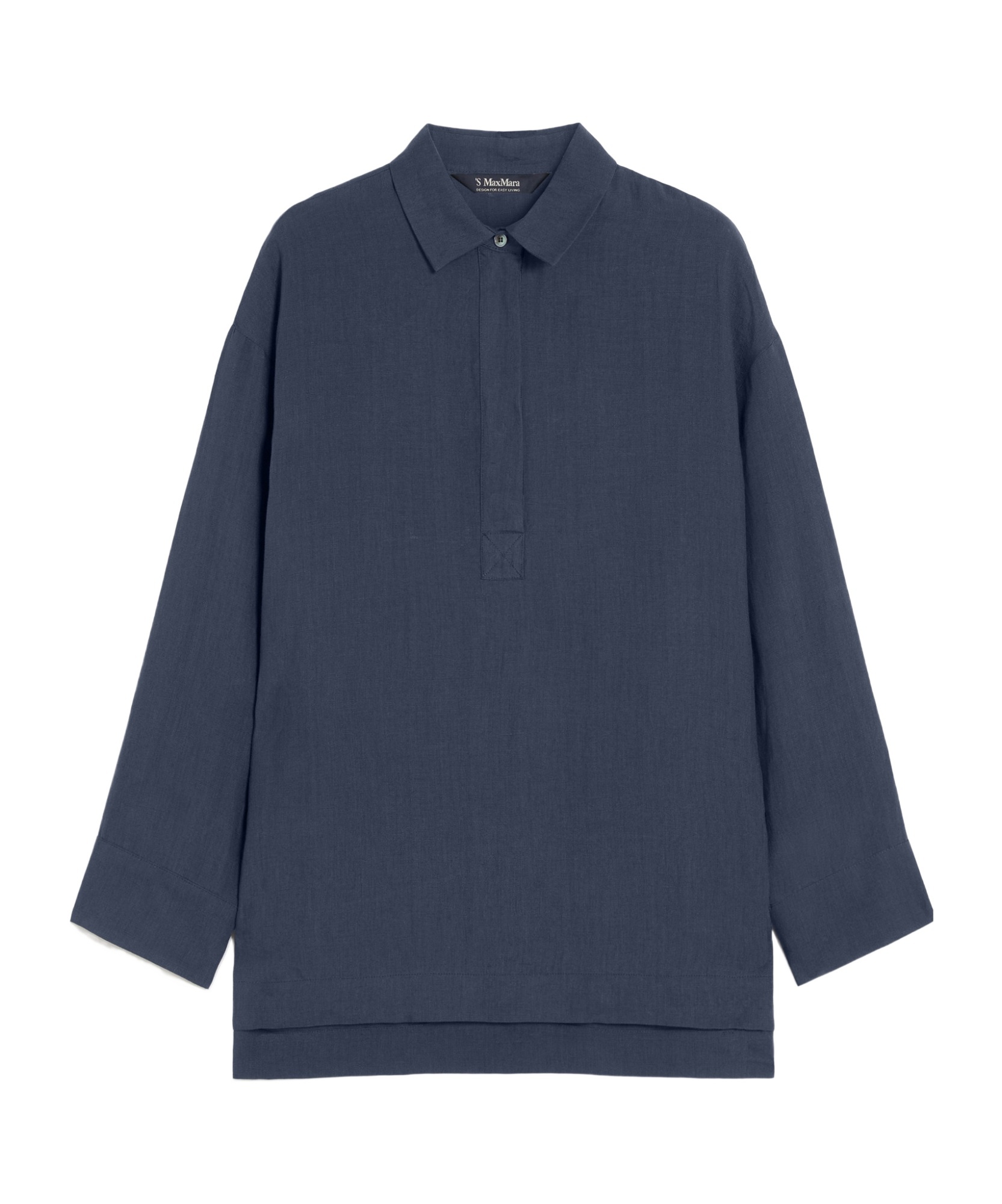 Max Mara Linen Long-sleeve Shirt In Blue