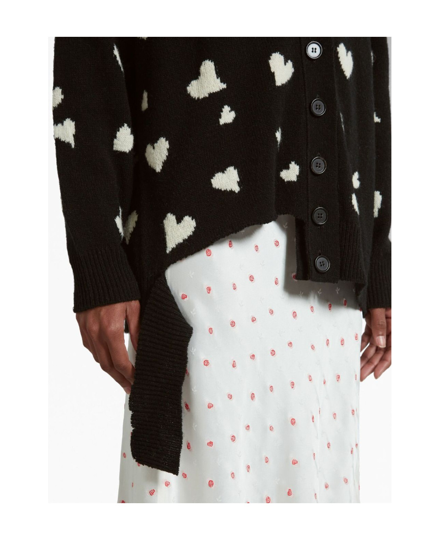 Marni Heart-print V-neck Cardigan In Black