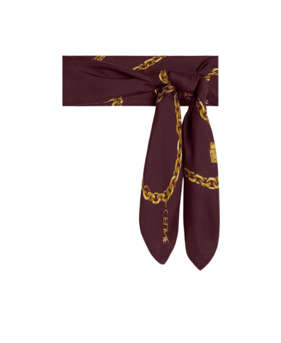 Celine Chain Printed Headscarf In Red