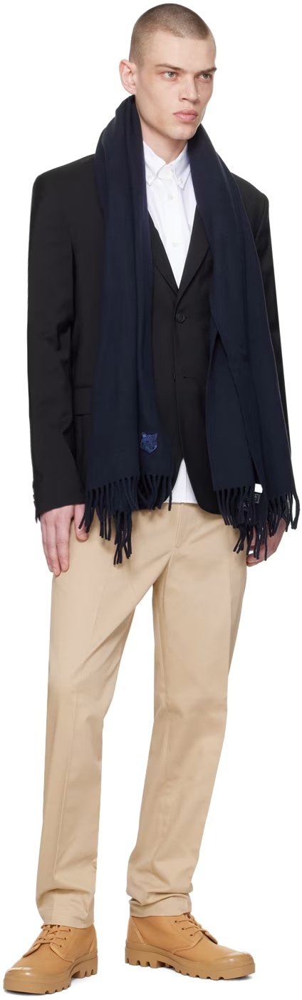 Maison Kitsuné Bold Fox Head Patch Scarf In Black