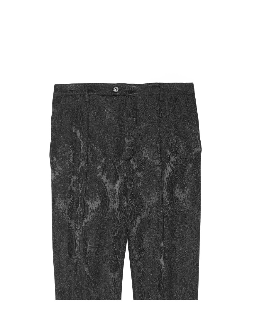 Saint Laurent Paisley Jacquard Straight Trousers In Black