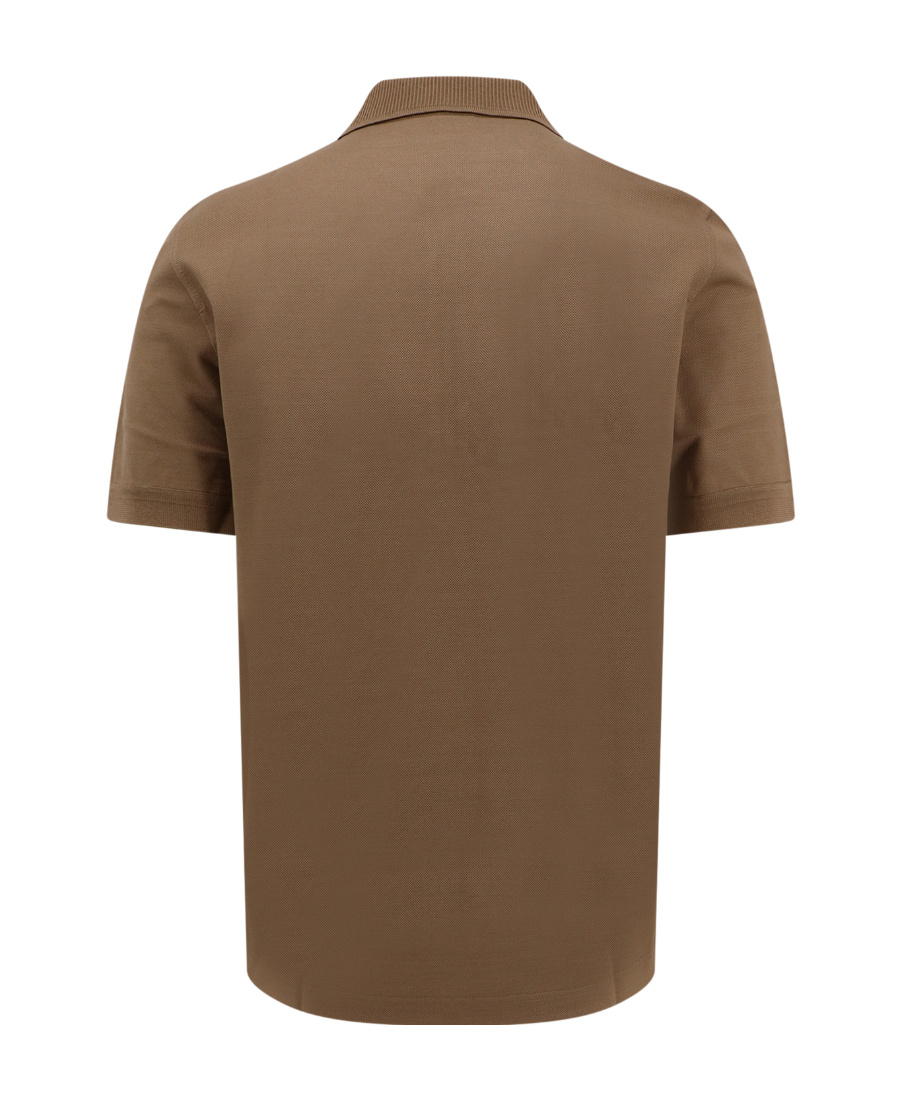 Ferragamo Polo Shirt With Lapel Short Sleeve In Brown