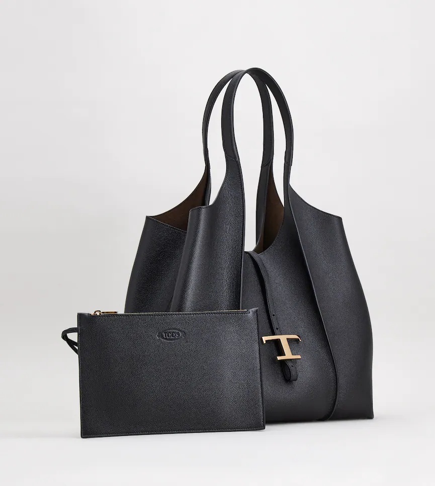 Tod's Logo-plaque Tote Bag In Black