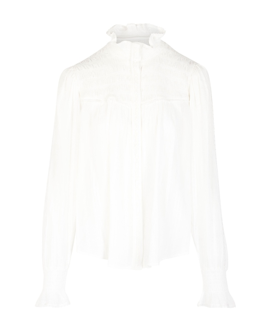 Isabel Marant Étoile Ruffle-detail Cotton-blend Shirt In White
