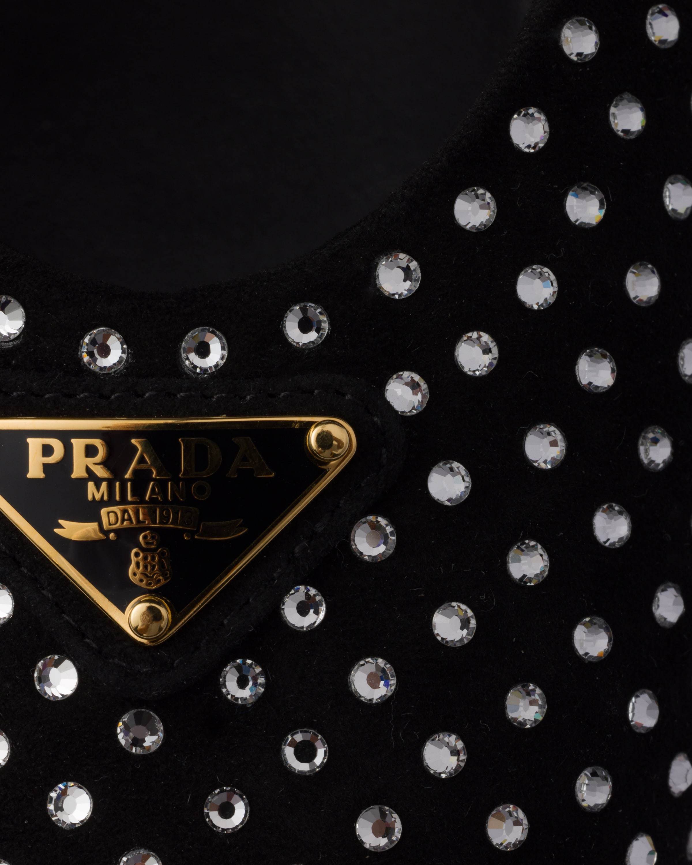 Prada Crystal Saffiano Dual Mary Jane Ballerina Flats In White