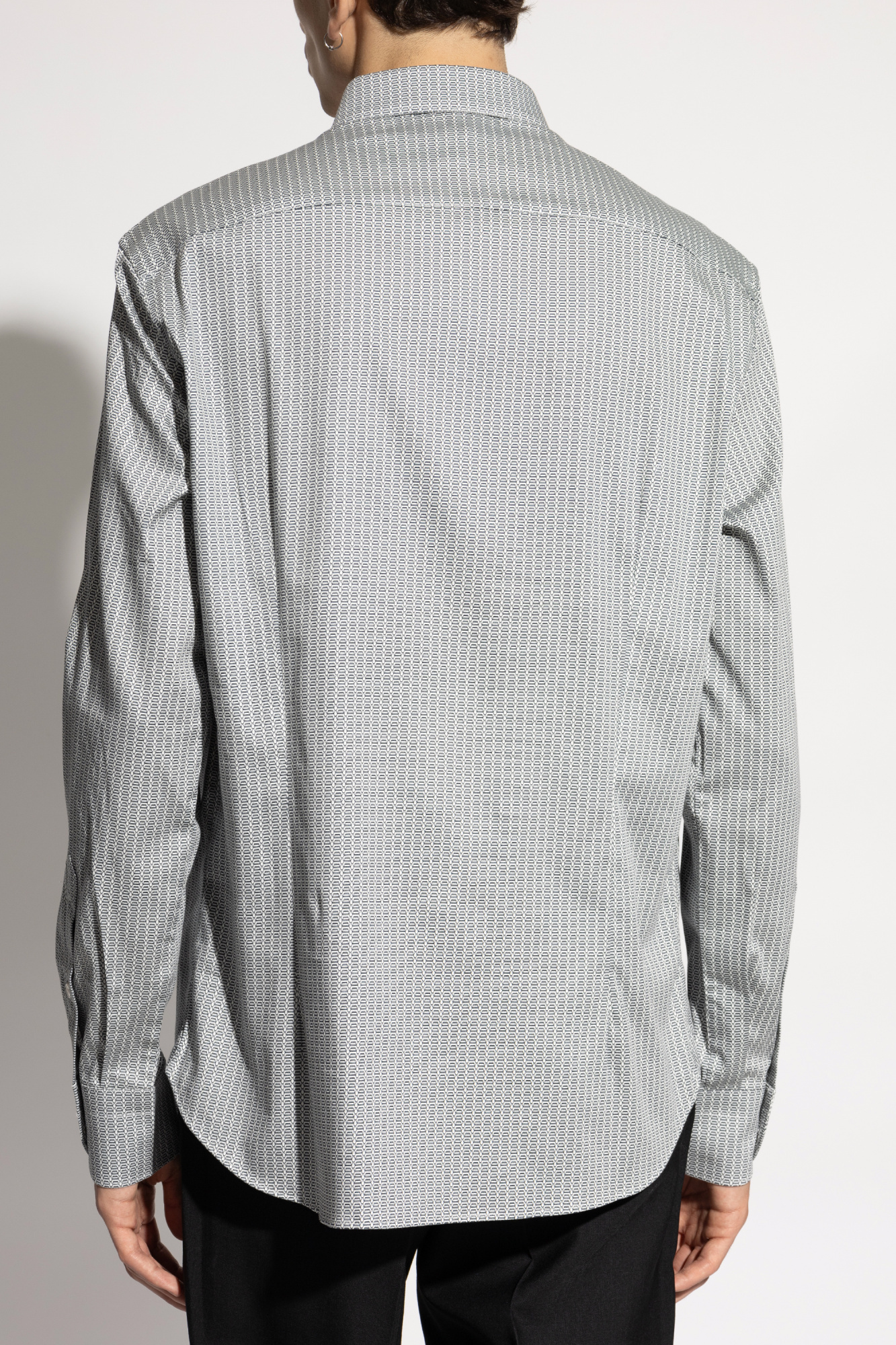 Emporio Armani Geometric-print Shirt In Gray