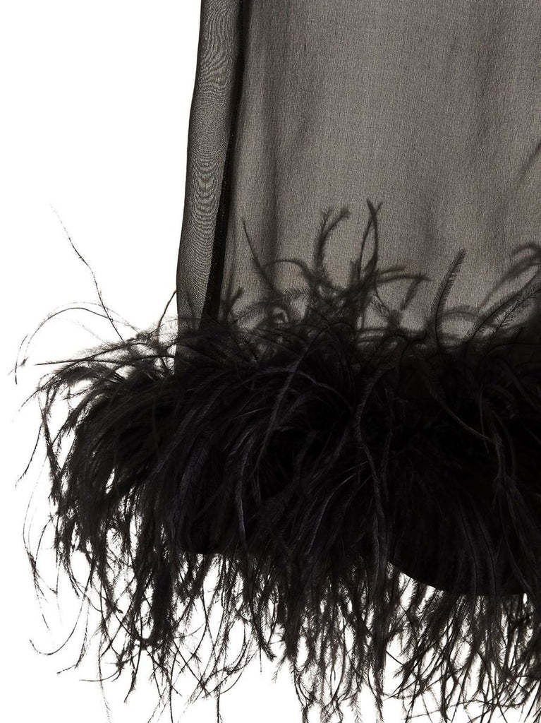 OSEREE FEATHER-TRIM SILK TROUSERS