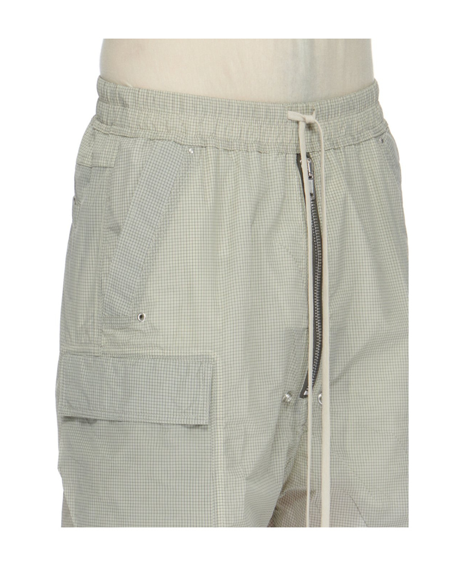 Rick Owens Check-print Drawstring Shorts In Gray