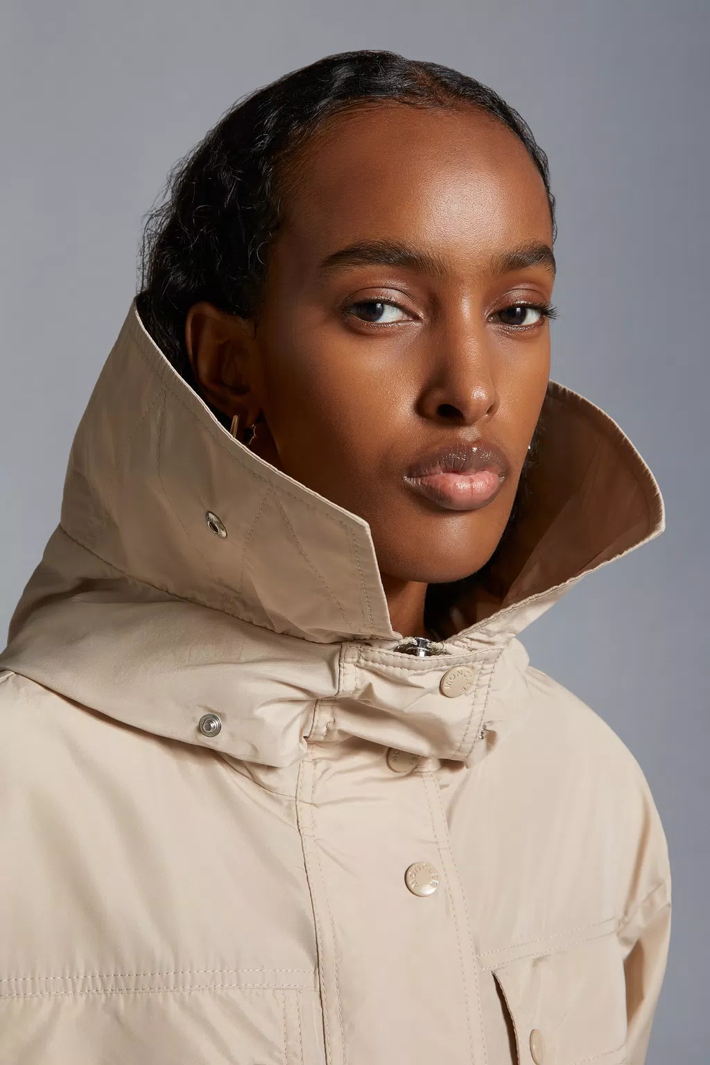 Shop Moncler Mantio Parka Coat In Nude