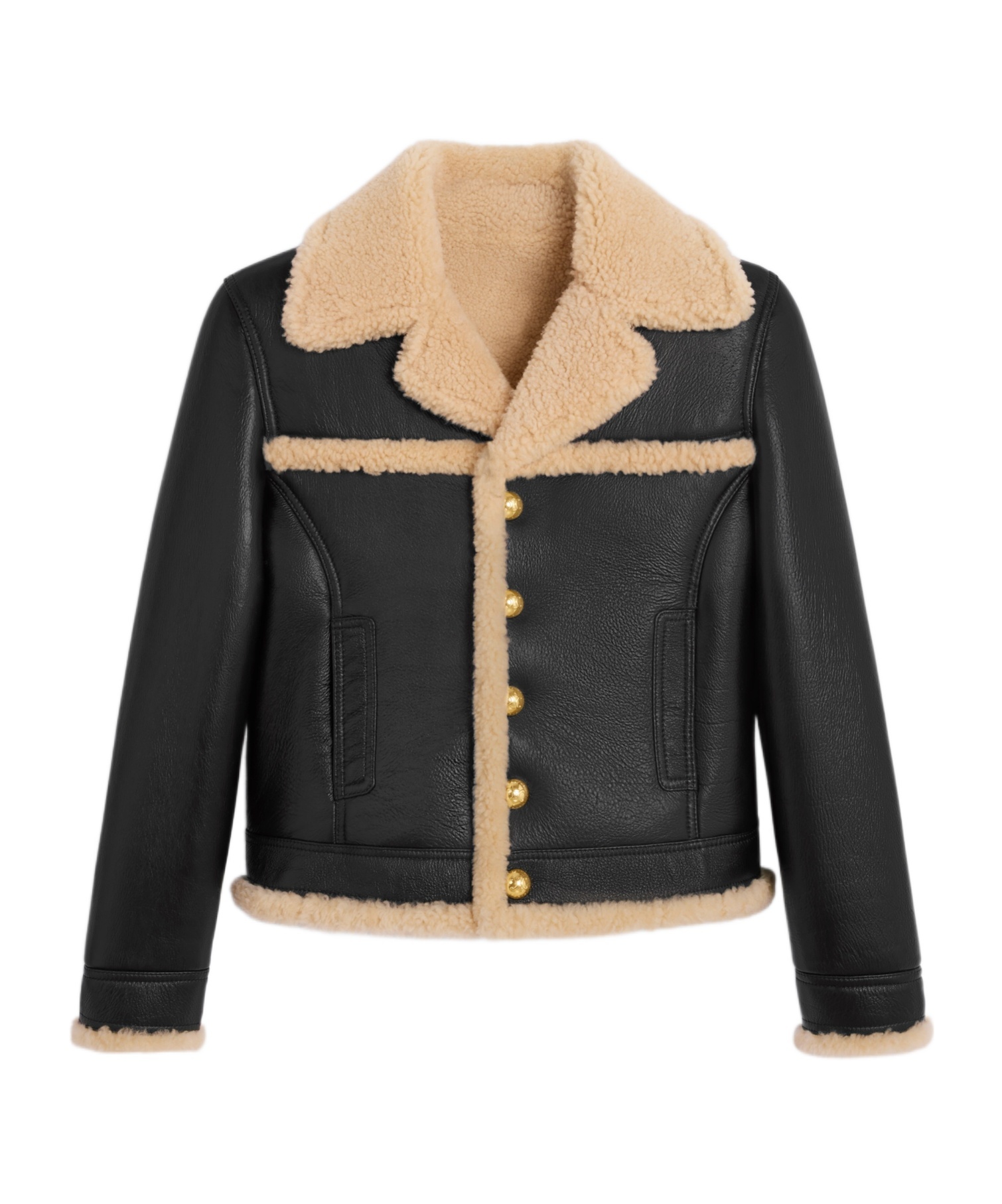 Celine Long-sleeved Leather Jacket In Black