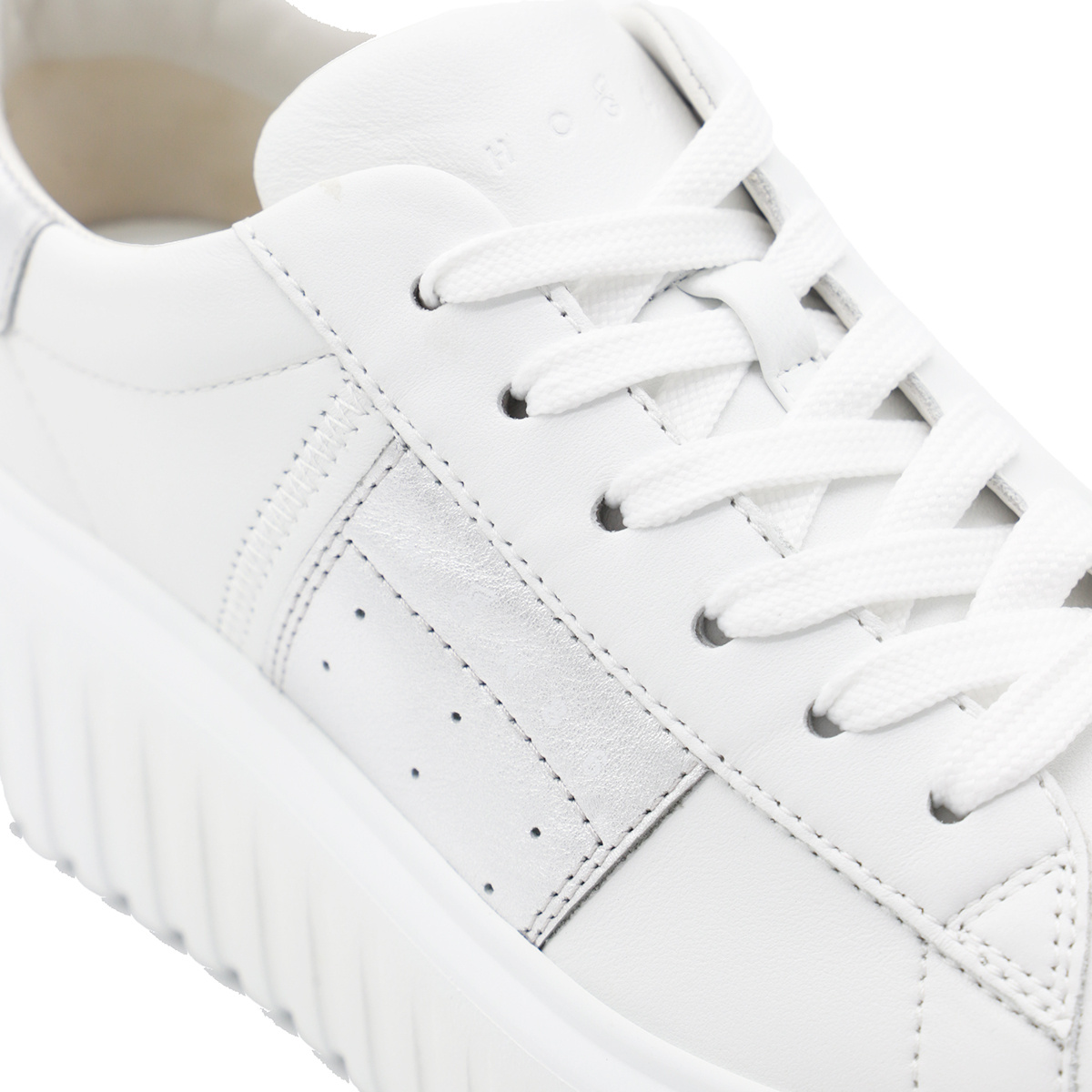 Hogan H-stripes Leather Platform Sneakers In White
