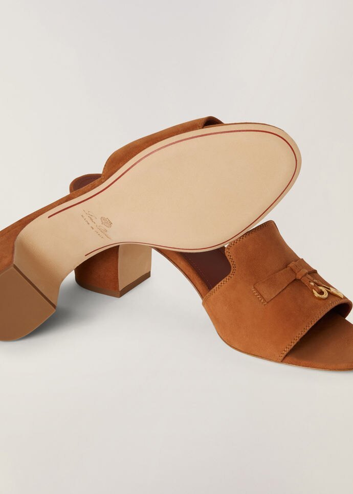Loro Piana Suede Open-toed High-heeled Sandals In Brown