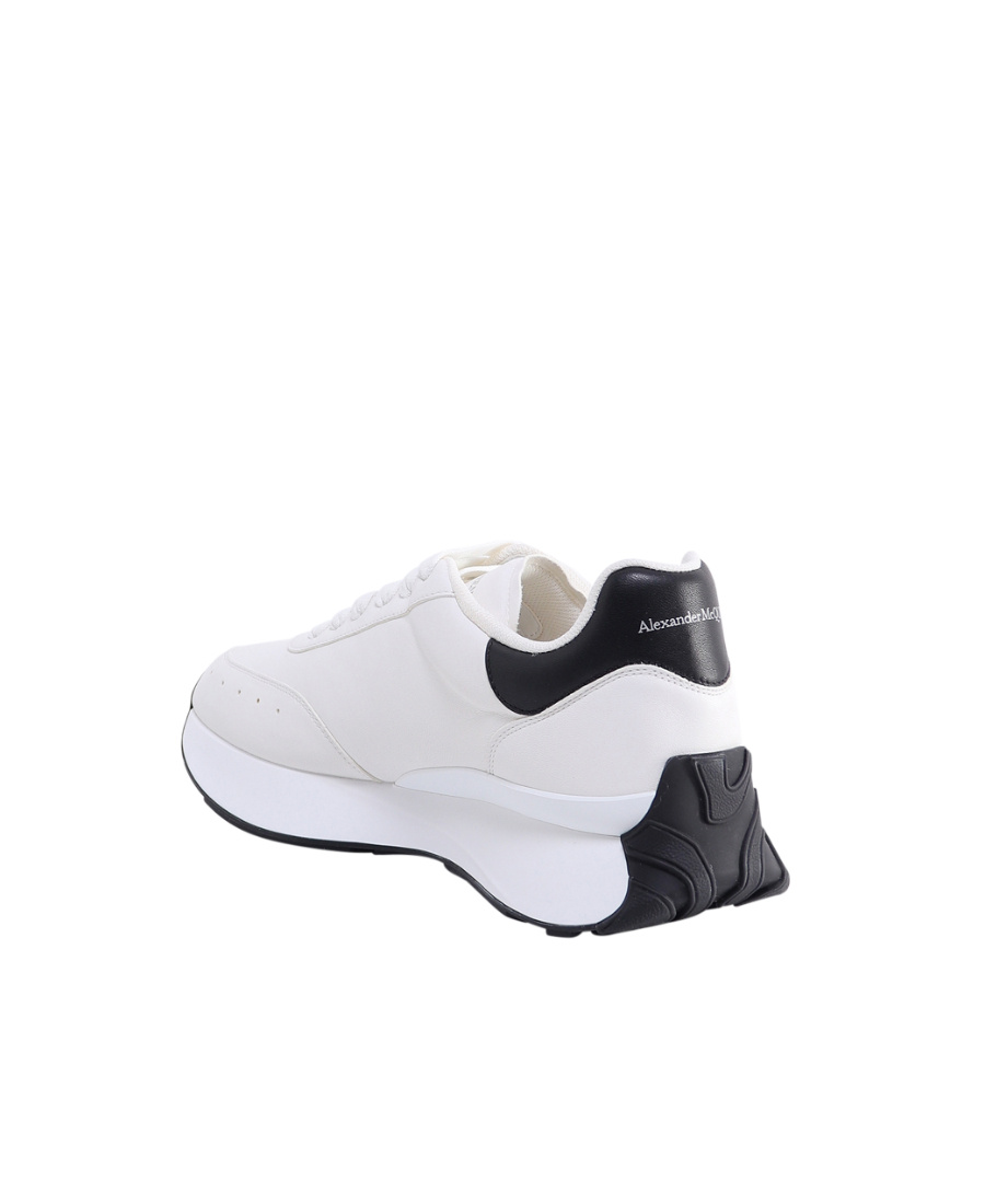 Alexander Mcqueen Calfskin Low-top Sneakers Paneled Curvy Sole In White