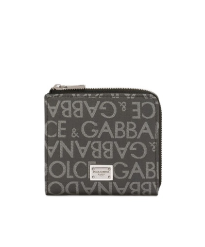 Dolce & Gabbana Logo-plaque Jacquard Wallet In Black