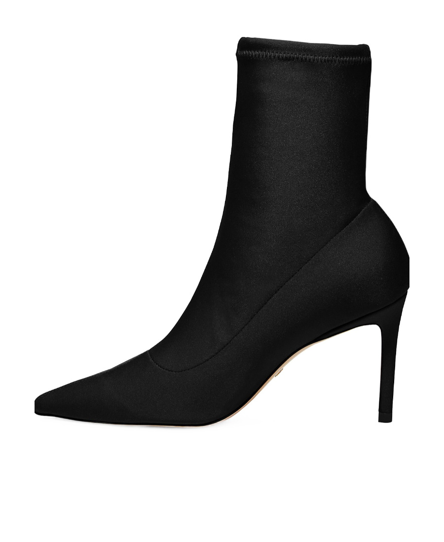 Stuart Weitzman Leather Stretch Bootie In Black