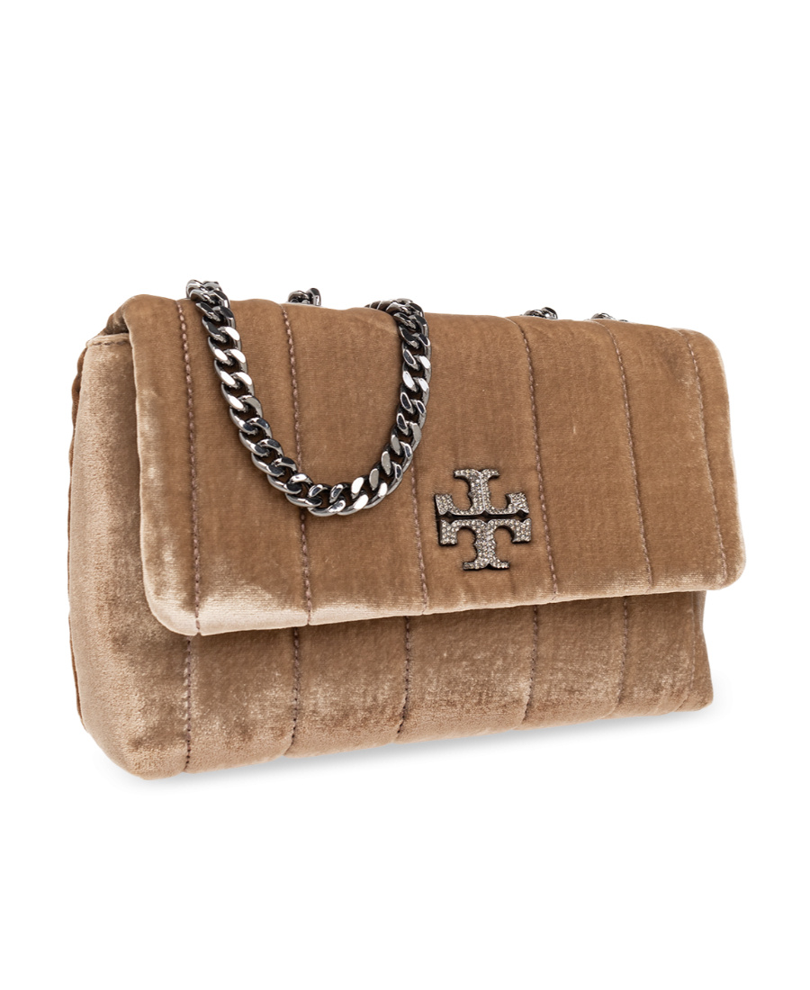 Tory Burch Small Kira Velvet Shoulder Bag In Black