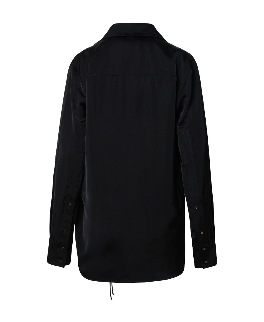 Jil Sander Black Heavy Viscose Silk Twill Shirt In Black