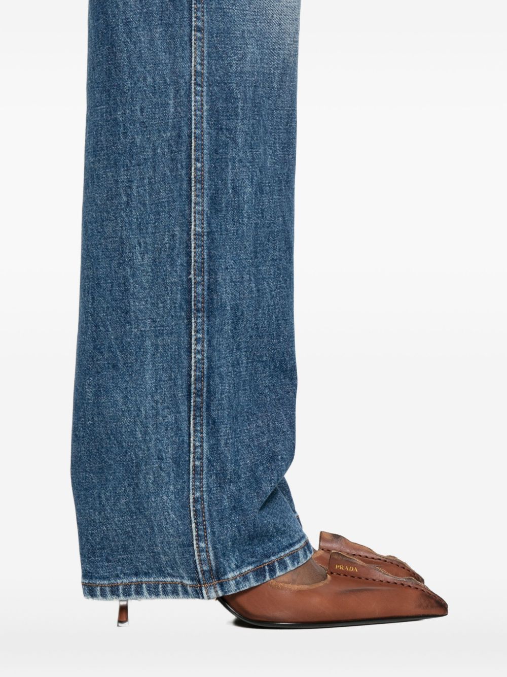 Khaite Whiskered Denim Trousers In Blue