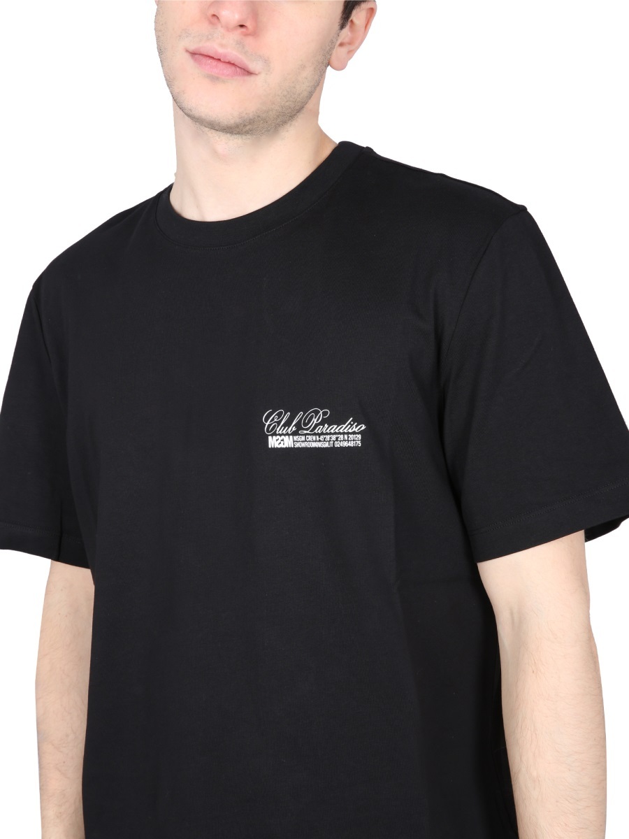 Msgm Logo Printed Crewneck T-shirt In Black