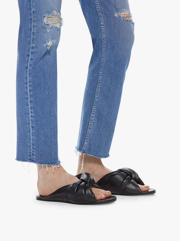 Mother High Waist Denim Trousers In Blue
