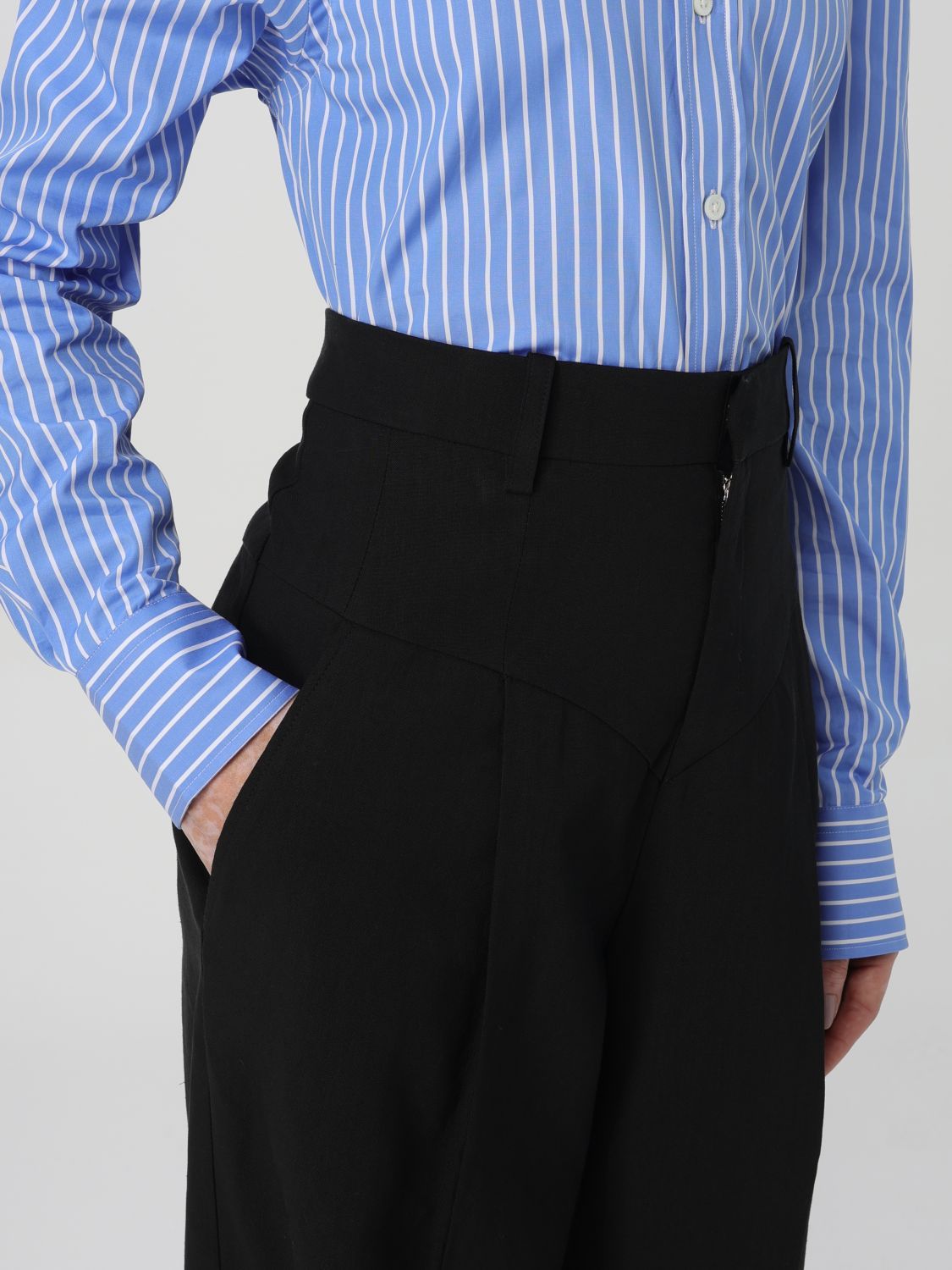 Isabel Marant Staya Pleated Paneled Hemp-blend Cady Wide-leg Pants In Black