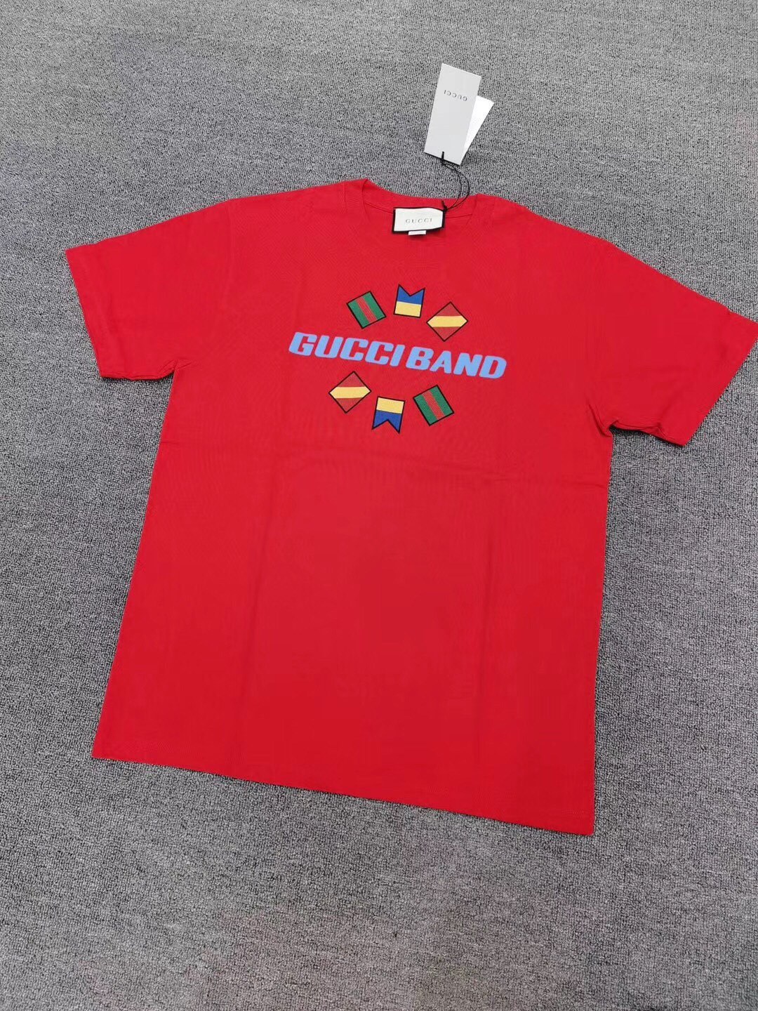 Gucci Band Embroidered Large Logo Short Sleeve Red