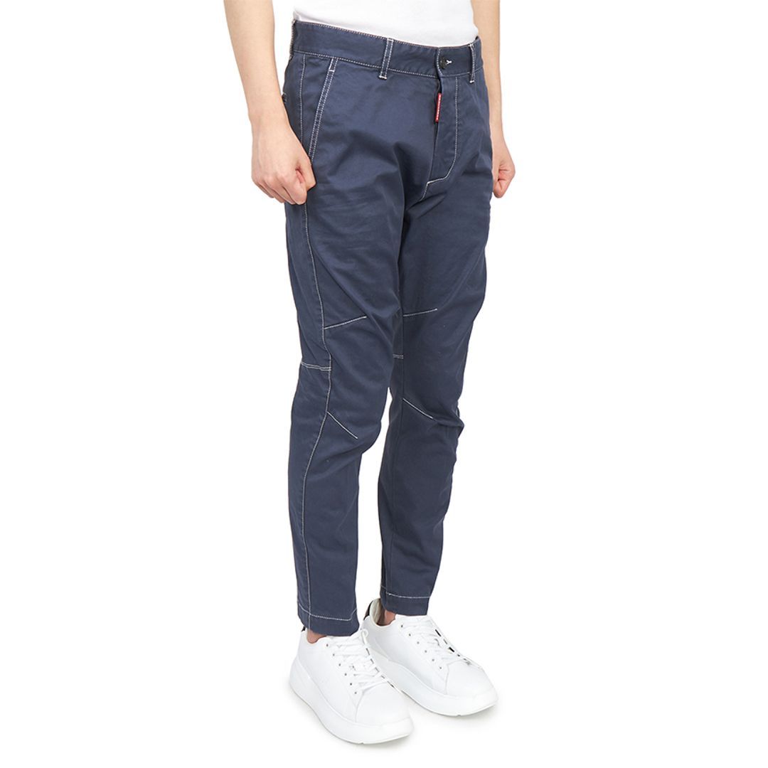 Shop Dsquared2 Contrast-stitch Tapered Trousers In Gray