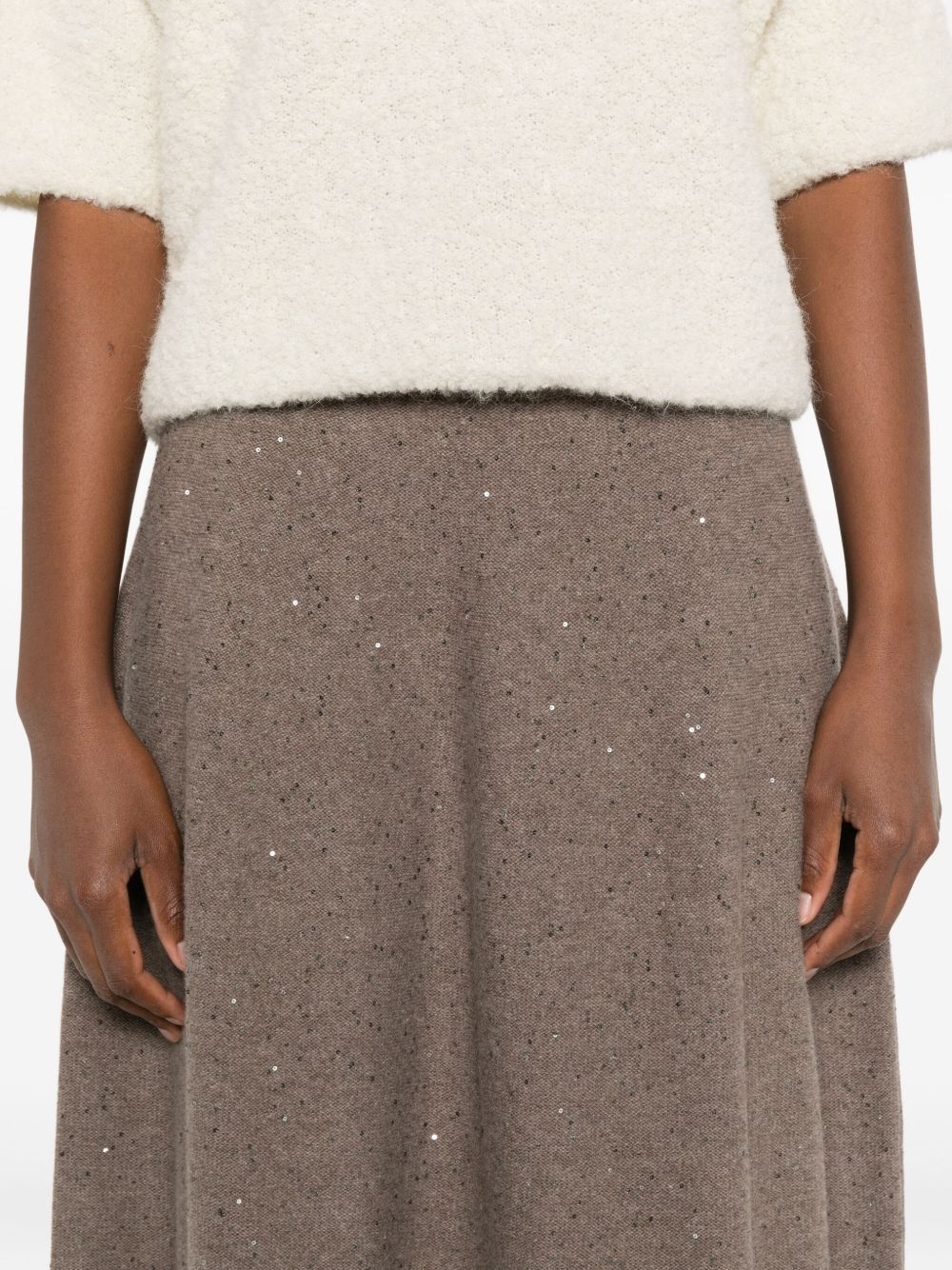 Antonelli Pleated Detail Skirt In Brown