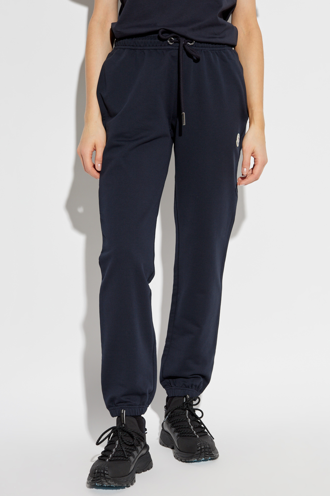 Shop Moncler Logo-patch Track Pants In Blue