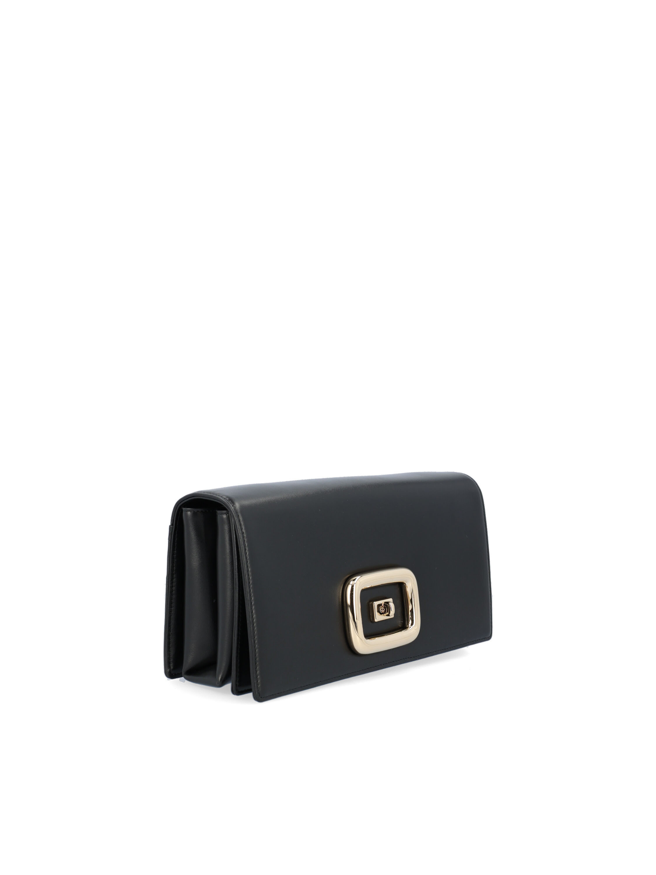 Roger Vivier Embossed-logo Leather Shoulder Bag In Black