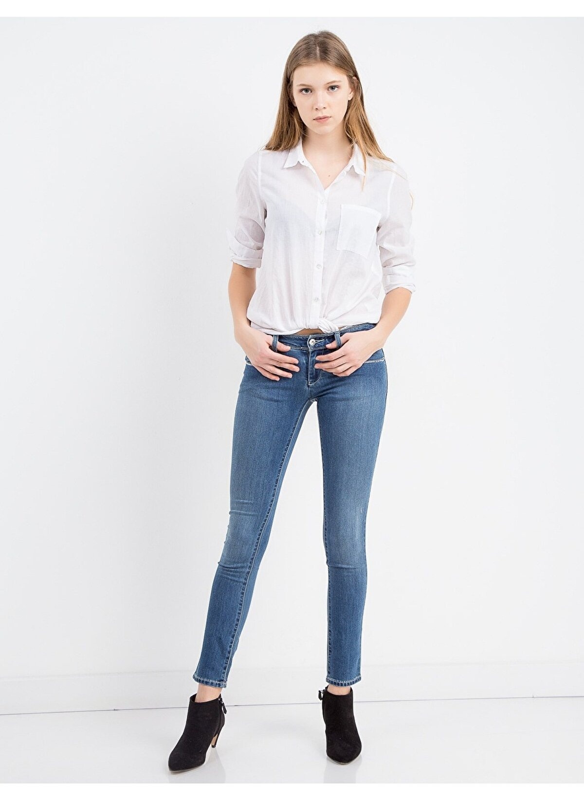 Shop Armani Jeans Logo Straight Jeans In Blue
