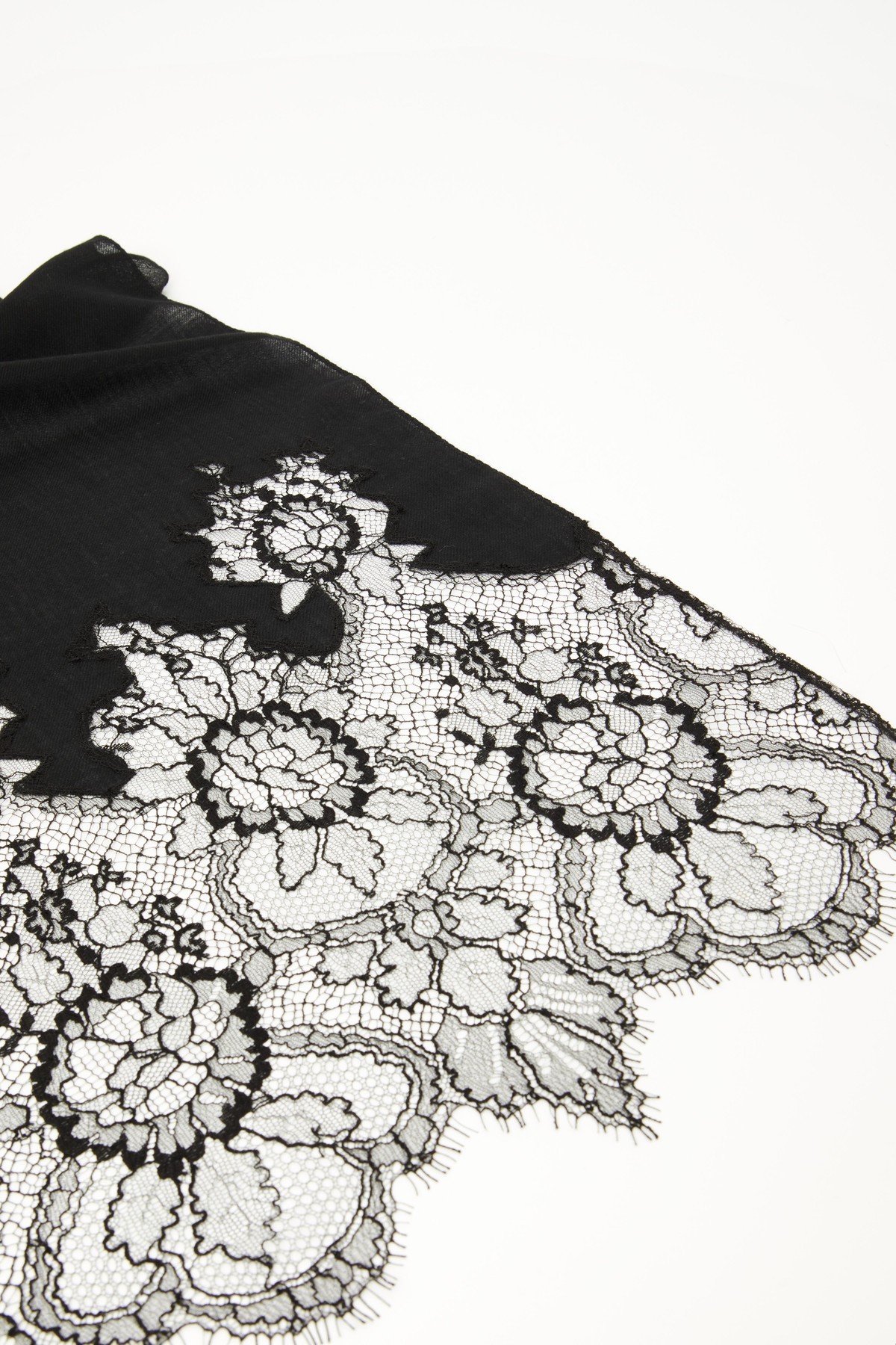 Valentino Lace Wool Cashmere Shawl In Black