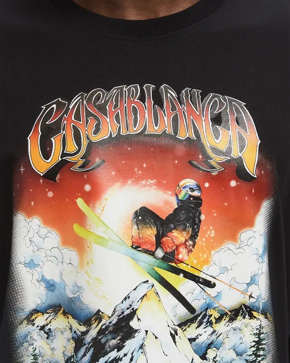 Casablanca Printed Long-sleeved T-shirt In Black