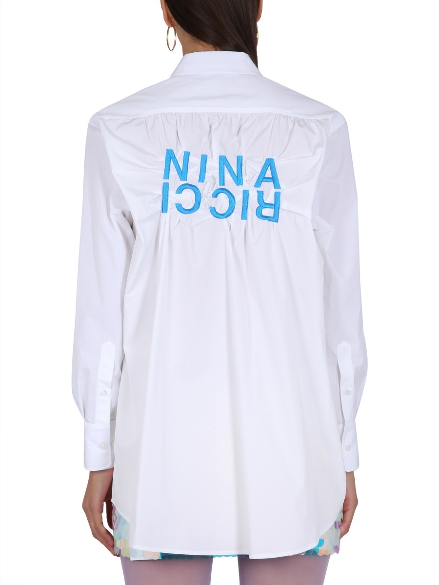 Nina Ricci Relaxed Fit White Button Closure Shirt In White