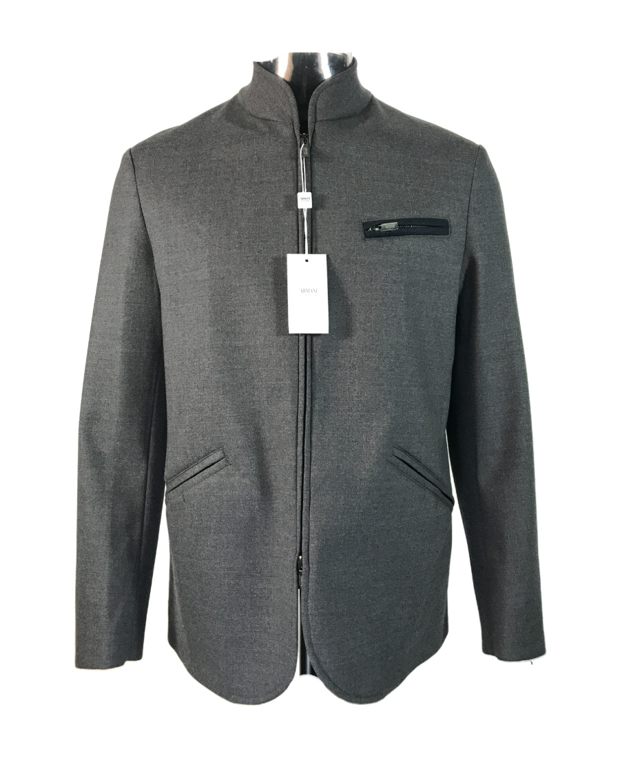 Armani Collezioni Long-sleeved Casual Jacket In Black