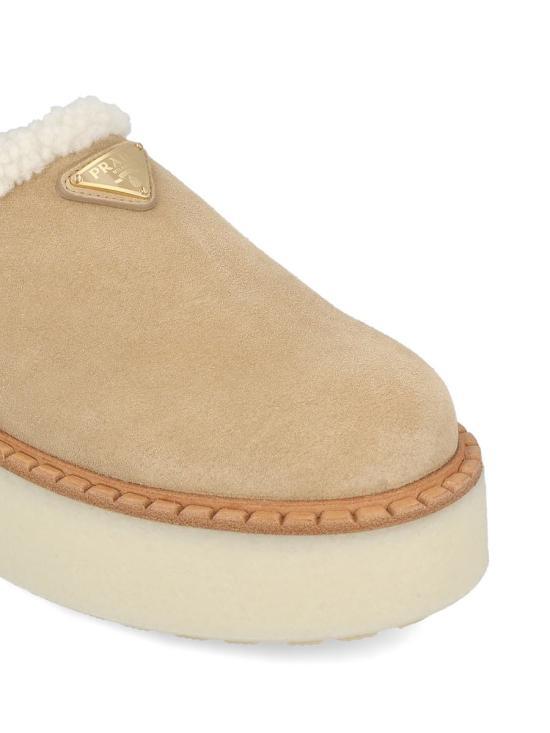 Shop Prada Suede Muller Shoes In Brown
