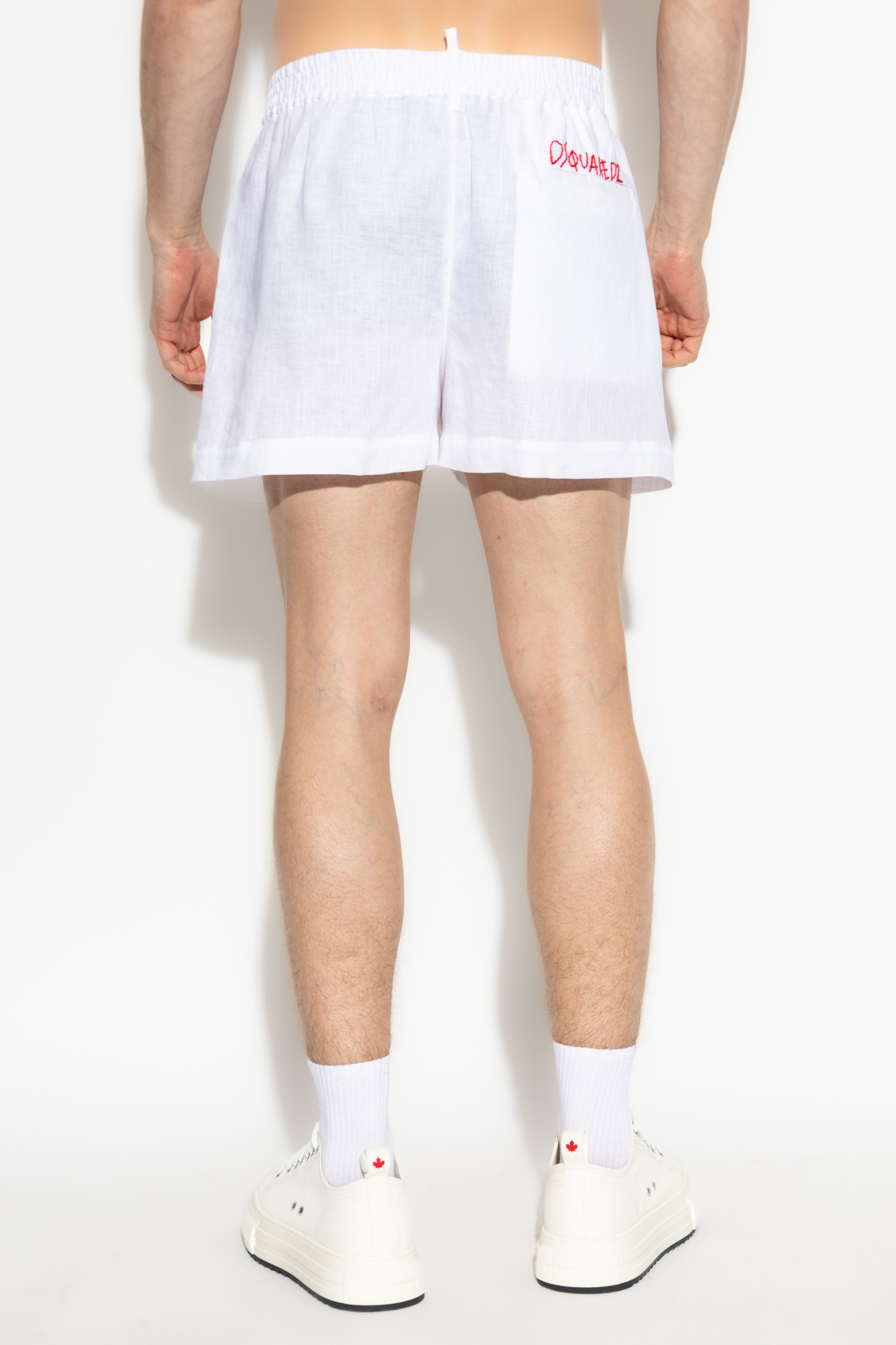 Dsquared2 White Summer Lovers Linen Shorts In White