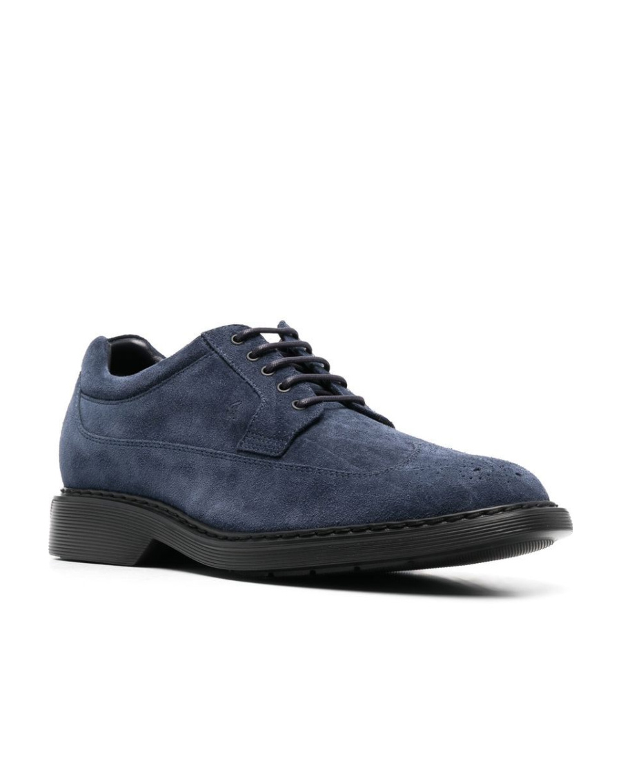 Hogan Lace-up Suede Brogues In Black