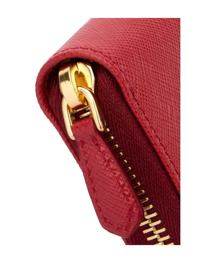 Prada Logo-plaque Zip-around Wallet In Red