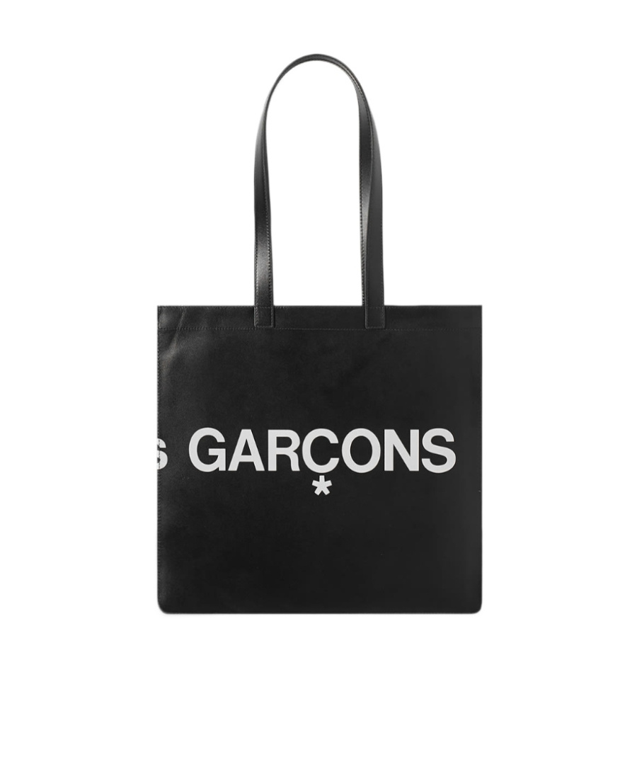 COMME DES GARÇONS LOGO-PRINT LEATHER TOTE BAG 