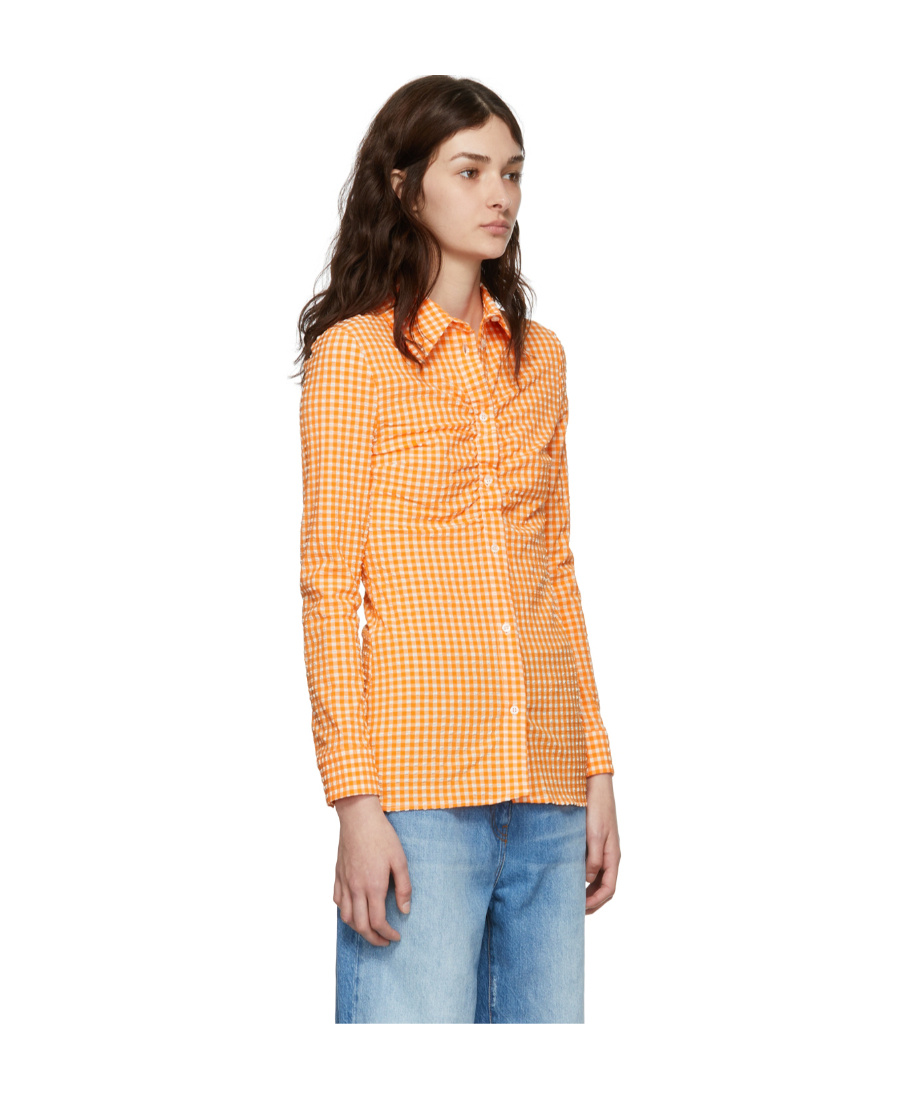 Msgm Checkered Shirt In Orange