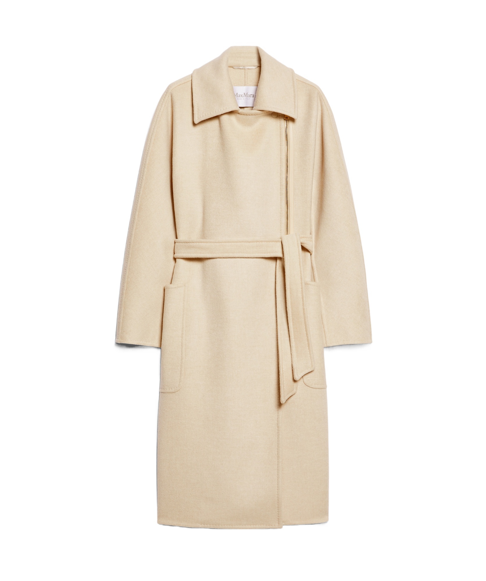 Max Mara Zippered Wool Coat In Nude