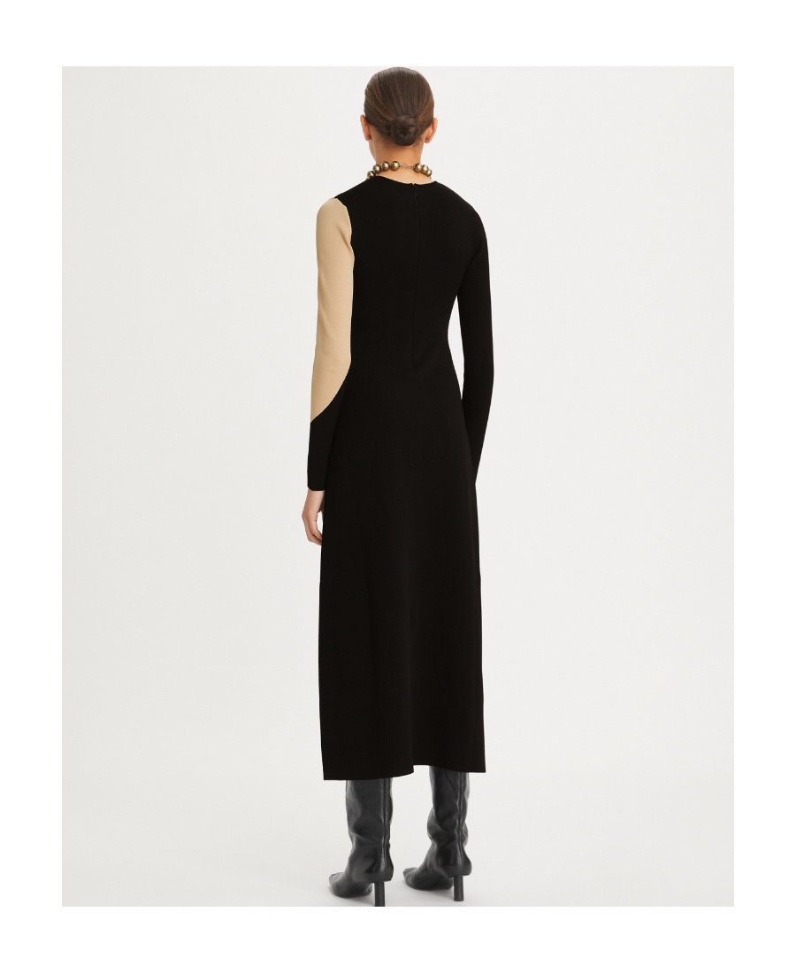 Tory Burch Colour-block Midi Dress In Black