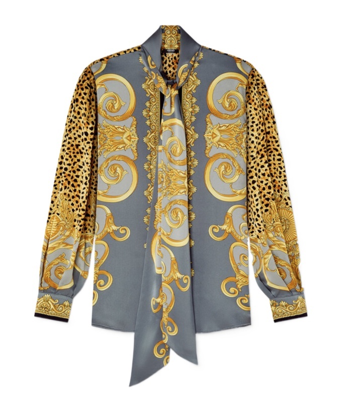 Versace Informal Shirt Cheetah Foulard On Silk Crepe Satin Lw Clothing In Multi