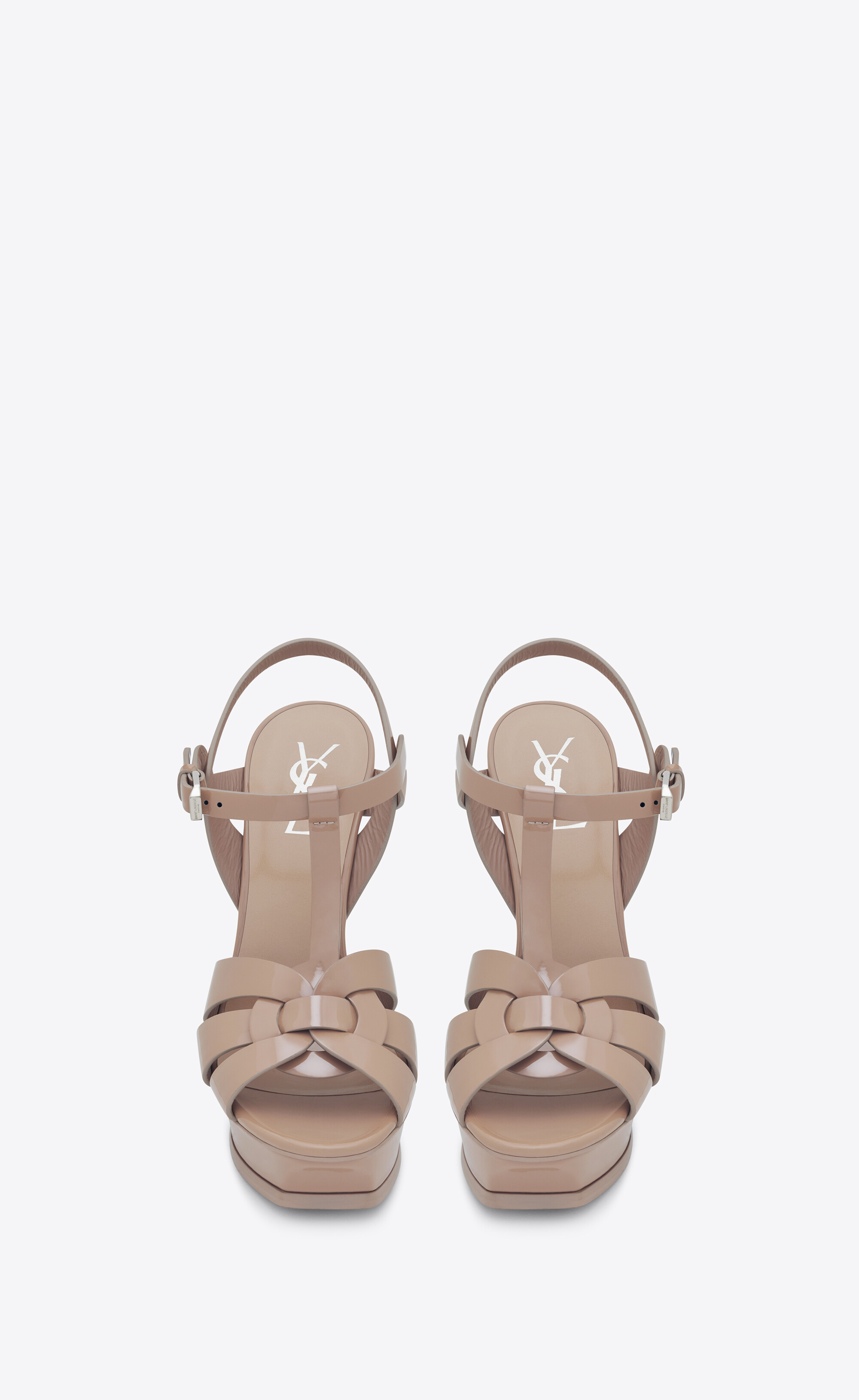 Saint Laurent Tribute Pink Sandals With Stiletto Heel And Cassandre In Leather Woman In Nude