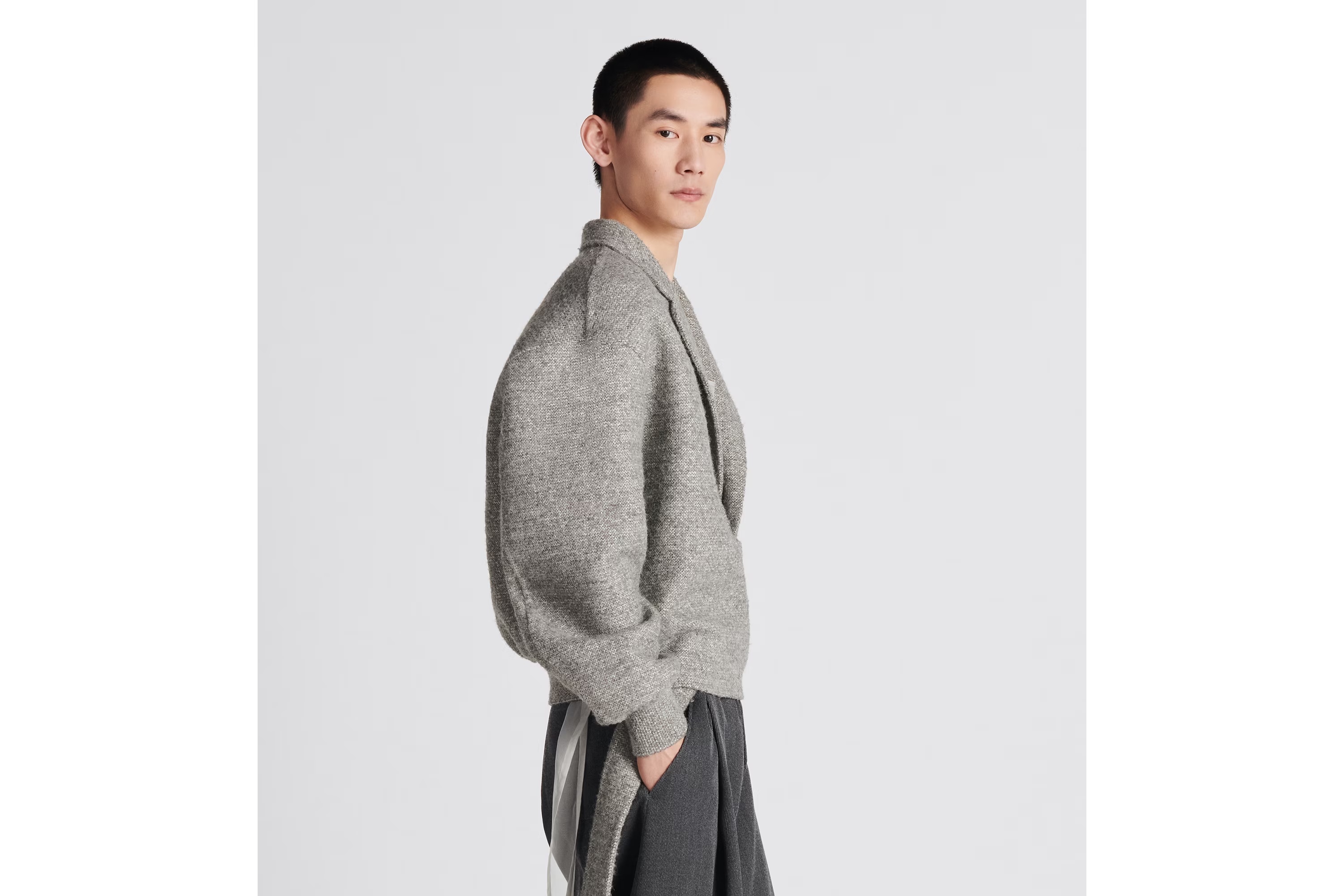Dior Long-sleeved Wool Shearing Casual Jacket In Gray